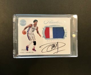 2016 - 17 Panini Flawless Joel Embiid Momentous Auto Jersey 3 Color Sixers 24/25