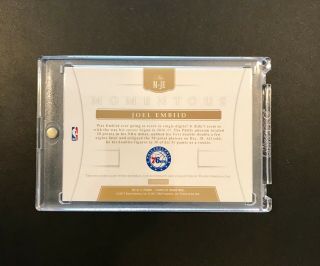 2016 - 17 Panini Flawless Joel Embiid Momentous Auto Jersey 3 Color Sixers 24/25 2