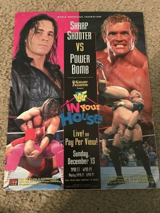 Vtg 1996 Wwf In Your House Poster Print Ad Bret Hit Man Hart Sycho Sid Vicious