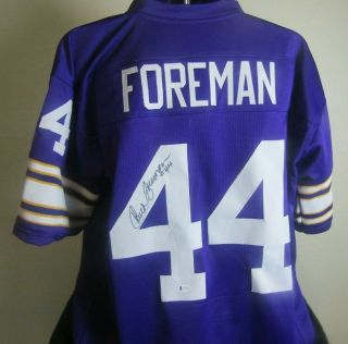 Chuck Foreman Signed Custom Minnesota Vikings Jersey Beckett Witnessed