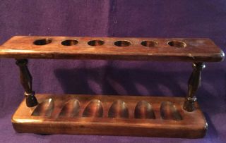 Vintage Wooden Stand Holder For 6 Pipes