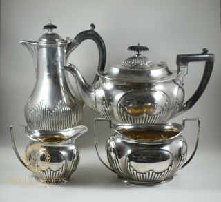 Antique 19th Century Silver Plate Tea & Coffee Set By Mark Willis Benetfink & Co
