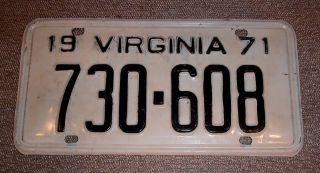 Virginia License Plate 1971