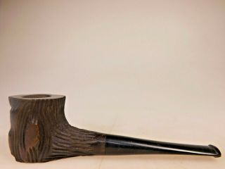 Bark Tree Stump Shape Hand Carved Imported Briar Pipe Usa Sitter Hard Rubberstem