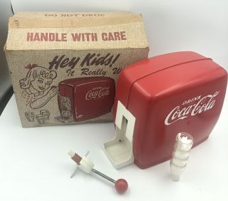 Vintage Coca Cola Toy Soda Fountain Dispenser 4 Miniature Glasses