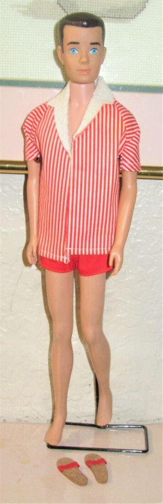 Vintage Barbie Pal Mattel Bendable Leg Ken Doll 1020 Brown Hair Htf Near