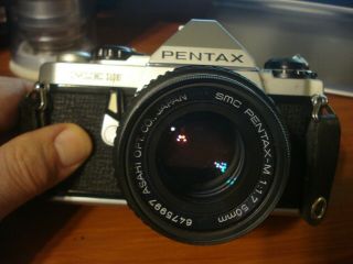 Vintage Pentax Me 35mm Camera With Pentax - M Smc 1:1.  7 50mm Lens & Case