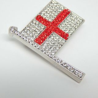 Butler And Wilson England St George Red/clear Sparkling Crystal Pin Vtg Brooch