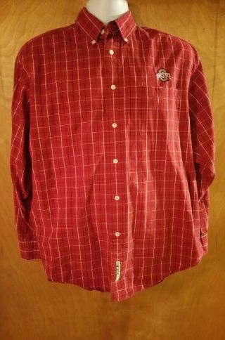 Mens Size M Medium Vesi Sportswear Ohio State Buckeyes Plaid Button Front Shirt