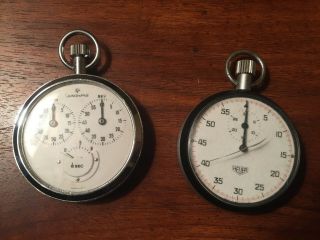 Vintage Mechanical Heuer And Junghans Stopwatches Running