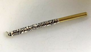 French Sterling Silver Mistletoe Chatelaine Pendant Pencil Needle Toothpick Case