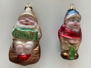 Elves Germany Kc Christmas Ornaments Set Of 2 Vintage