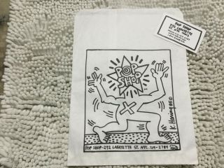 Keith Haring Rare Vintage Pop Shop Bag Nyc W/ Business Card