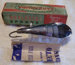 Vintage Barracuda Reflecto Spoon 5 Lure 11/27/19p Box Paper