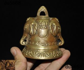 Old Tibetan Buddhism Temple Bronze Animal Elephant Nose Elephant Pray Bell Zhong