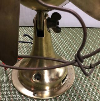 antique all Brass GE 9 in Whiz Fan With Brass Blades Brass cage and Brass Body. 2