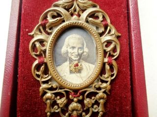 & Rare Antique Reliquary Box W Hair Relic Of Saint John Vianney