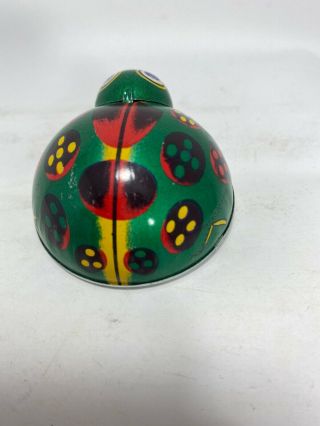 Vintage Friction Tin Toy Green Ladybug Made in Japan 3