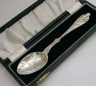 Cased Sterling Silver Birth Baby Spoon 1976 Christening Gift 40g