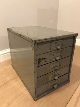 Vintage Industrial Steel Desktop Cabinet Drawers