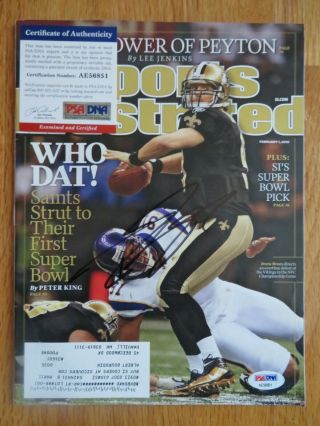 Drew Brees Signed Sports Illustrated 2 - 1 - 2010 Orleans Saints Psa Ae56851