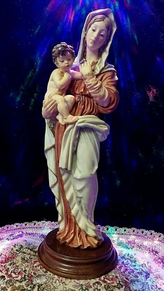 Vintage A.  Santini Madonna & Child Jesus Statue Virgin Mary Jesus