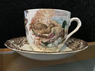 Vintage Royal Worcester Palissy Game Series Large Teacup & Saucer