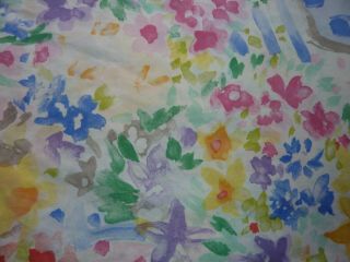 Vintage Vibrant Watercolor Floral Westpoint Stevens Cotton Poly Queen Flat Sheet