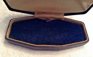 Antique/Vintage Jewelry/Ring Box Casket/Coffin Shaped Dark Blue 3.  75 