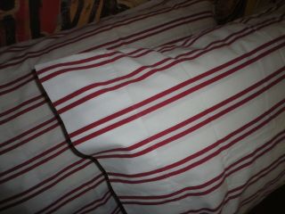 Vintage Wamsutta Crimson Red & White Stripe (pair) Standard Pillowcases 20 X 28