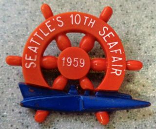 Vintage 1959 Seattle Seafair Hydroplane Boat Racing Pin Celluloid Plastic Brooch