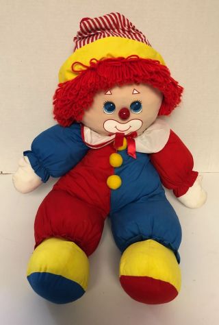 Large 1985 Amtoy Clown 28 " Plush Doll Red Blue Yellow Vintage Stuffed Toy