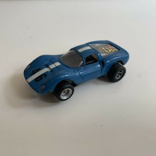Vtg Aurora Tjet Dino Ferrari Ho Slot Car Blue W/white Rally Stripe Thunderjet