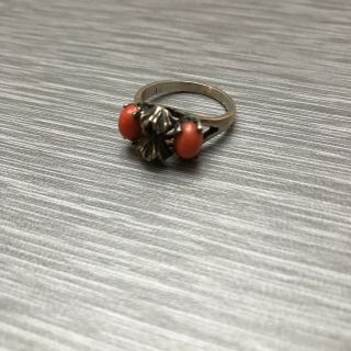 Womens Vintage Sterling Silver Coral Ring Size 7 - 7.  5 Southwestern