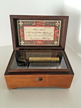 Vintage Thorens Swiss Cylindrical Music Box Wood Plays 4 Songs Al441