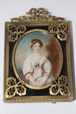 Antique French Miniature Signed Portrait " La Cruche Cassee " Jean Baptiste Greuze