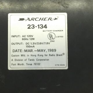 ARCHER Deluxe Nickel Cadmium Battery Charger 23 - 134 Radio Shack VTG 1989 3
