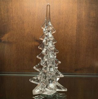 Vintage 10” Glass Christmas Tree Figurine Holiday Crystal Seasonal Decoration