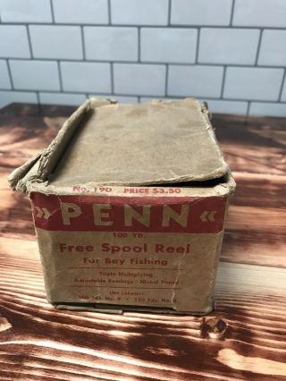 Early Vintage Penn Fishing Reel 190 and Early Box Side Plate Scene 2