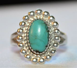 Classic Signed Bell Trading Post Vintage 925 Sterling Silver Turquoise Ring Sz 9
