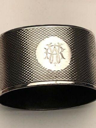 Antique Oval Napkin Ring,  English Hallmarks,  Sterling Silver,  1.  25 ",  Engraved