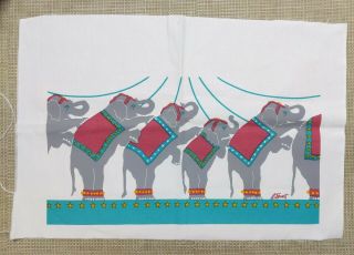 Rare Vintage R Sweet Marushka Circus Elephants Screen Print Art Print Unframed