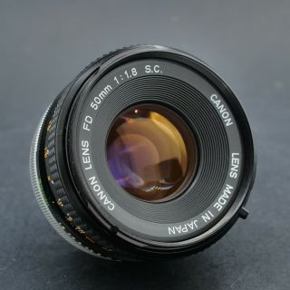 Vintage Canon 50mm 1.  8 Sc Lens For Fd Mount With Caps,