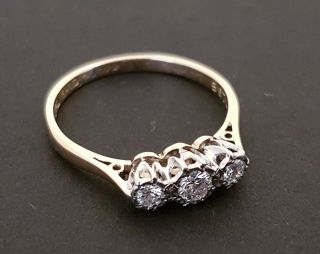 Antique Diamond 3 Stone Ring in 18ct Gold & Platinum.  Ring size N. 3