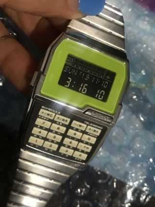 Casio Vintage Digital Watch Databank Calculator Green Dbc - 1500 1477