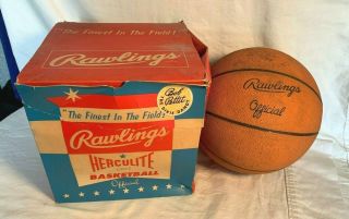 Vintage 1960s Rawlings Herculite Bob Pettit Cb77 Basketball,  Box