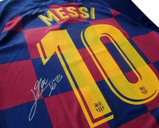 2019 / 2020 Lionel Messi Signed Barcelona Jersey / Shirt With.