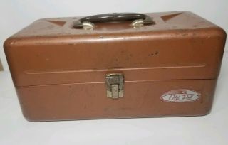 Vintage Old Pal Metal Fishing Tackle Box Copper Brown Color