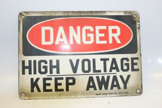 Vintage Porcelain " Danger High Voltage Keep Away " Sign