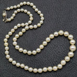 Vintage Sterling Silver Sea Pearl Beaded Strand Necklace 12.  4 Grams 16.  25 "